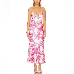 NWT Bardot Malinda Slip Dress Pink Abstract print tie back Revolve 4